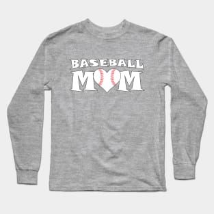 Baseball Mom Heart Shaped Baseball Long Sleeve T-Shirt